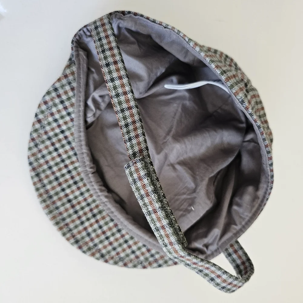 Janie And Jack Newsboy‎ Skip Cap Check Plaid Baby Hat Size 3-6 Months Chin Strap
